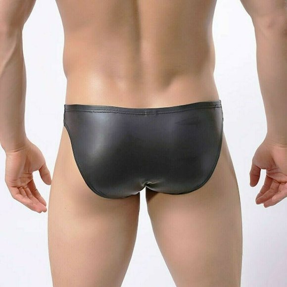 NEW MEN'S BLACK RUBBERIZED FABRIC, DEEP POUCH SWIM BRIEF SIZE XL, FITS: 36"-40" - Picture 6 of 8